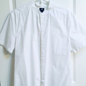 H&M Men’s White short sleeve cotton shirt
